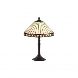 TANYA Tiffany Octagonal Table Lamp 30cm Amber, Cream, Crystal, Antique Brass