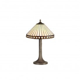 TANYA Tiffany Tree Like Table Lamp 30cm Amber, Cream, Crystal, Antique Brass