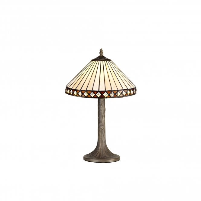 TANYA Tiffany Tree Like Table Lamp 30cm Amber, Cream, Crystal, Antique Brass