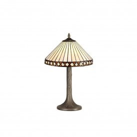 TANYA Tiffany Tree Like Table Lamp 30cm Amber, Cream, Crystal, Antique Brass