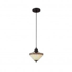 TANYA Tiffany Uplighter Ceiling Pendant Light 30cm Amber, Cream, Crystal, Black