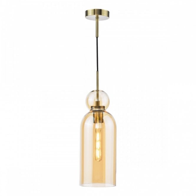 Tao Pendant in Brushed Bronze and Amber Glass