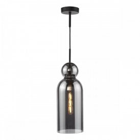 matte black pendant with smoked glass shade