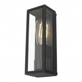 TARYN outdoor rectangular box shaped wall lantern in dark grey anthractie finish