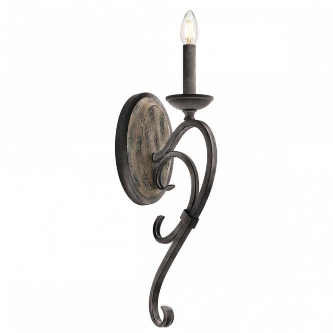TAULBEE traditional Medieval style wall light in weathered zinc
