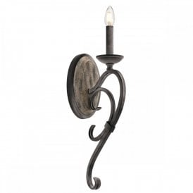 TAULBEE traditional Medieval style wall light in weathered zinc