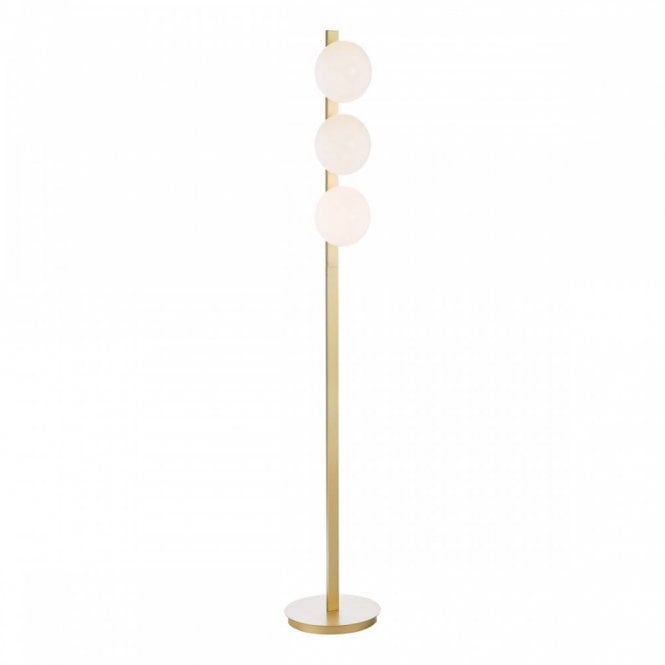 Tauri Floor Lamp in Matt Gold and Opal Glass