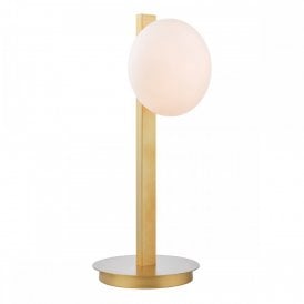 matte gold table lamp with opal glass shade