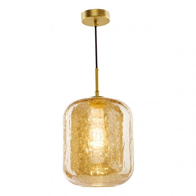 Tavia Pendant Satin Gold and Amber Glass