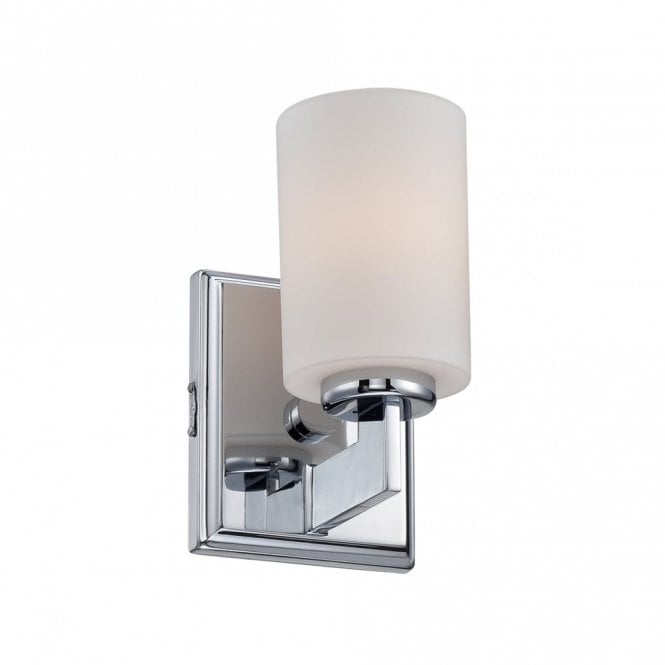 TAYLOR IP44 chrome LED bathroom wall light with opal glass shade