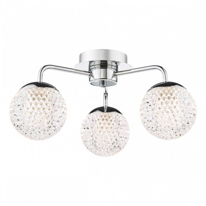 Teva 3 Light Semi-Flush Bathroom Light in Polished Chrome IP44