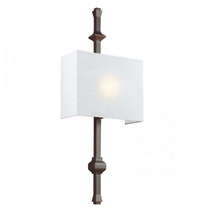 TEVA antique bronze architectural wall light with silk shade