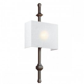 TEVA antique bronze architectural wall light with silk shade