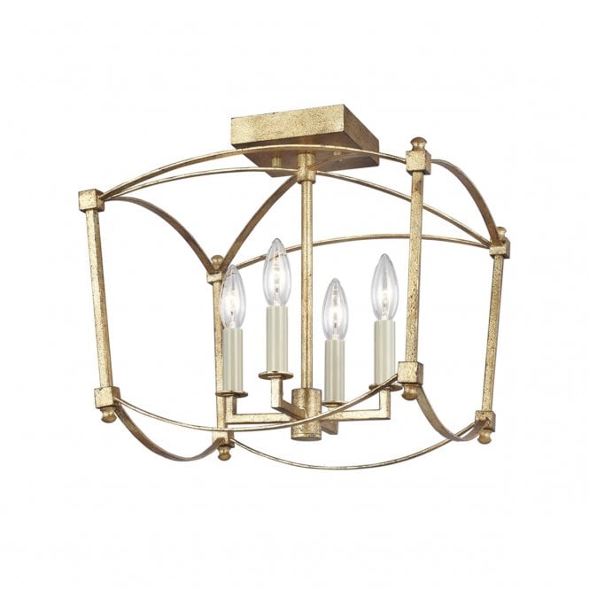 THAYER 4 Light Semi-Flush in Antique Gold