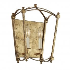 antique gold 2light wall light
