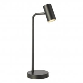 a contemporary, sleek, black desk lamp