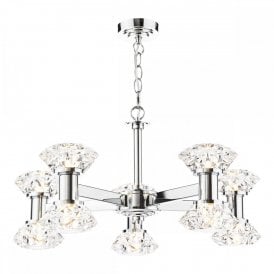 polished chrome pendant with crystal effect shades