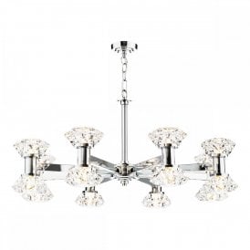 polished chrome pendant with faceted acrylic shades