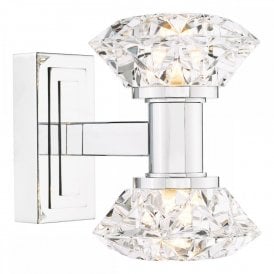 polished chrome wall light with faceted acrylic shades