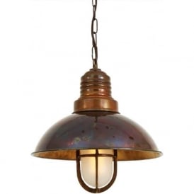 TIRANA nautical deck style hanging ceiling pendant - antique brass