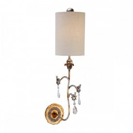 TIVOLI decorative gold and cream wall light adorned with crystal drops