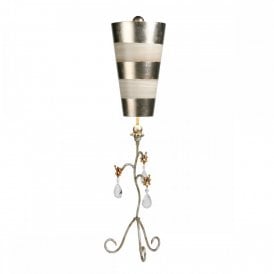 TIVOLI decorative silver and cream table lamp adorned with crystal drops