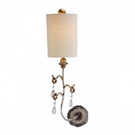 TIVOLI decorative silver and cream wall light adorned with crystal drops