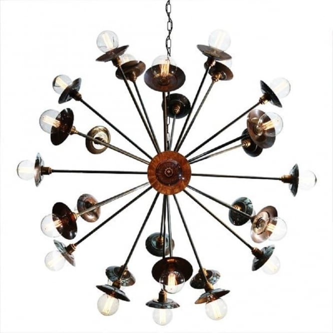 TOKYO SPUTNIK modern open frame 29 light chandelier - antique brass