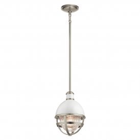 Mini globe white and nickel pendant 