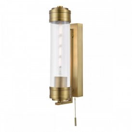 antique bronze bathroom wall light with ribbed glass 