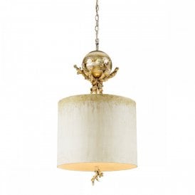 TRELLIS designer ceiling pendant in putty patina and silver leaf finish