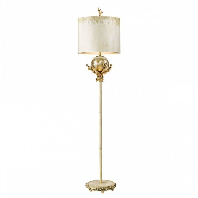 TRELLIS designer floor lamp in putty patina and silver leaf finish