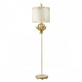 TRELLIS designer floor lamp in putty patina and silver leaf finish