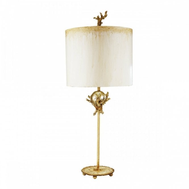 TRELLIS designer table lamp in putty patina and silver leaf finish