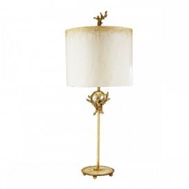 TRELLIS designer table lamp in putty patina and silver leaf finish