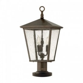 TRELLIS traditional garden pedestal or gate post lantern in Regency bronze