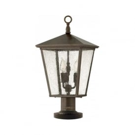 TRELLIS traditional garden pedestal or gate post lantern in Regency bronze