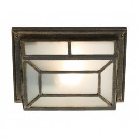 TRENT traditional outdoor wall or ceiling light in rustic black gold finish