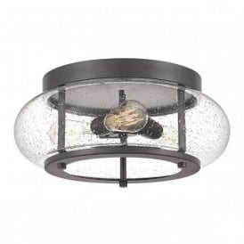 TRILOGY vintage bronze flush fitting low ceiling light - medium