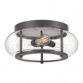 TRILOGY vintage bronze flush fitting low ceiling light - medium