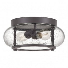 TRILOGY vintage bronze flush fitting low ceiling light - small