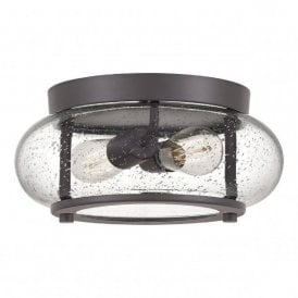 TRILOGY vintage bronze flush fitting low ceiling light - small
