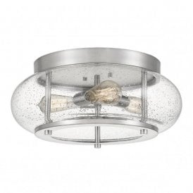 TRILOGY vintage brushed nickel flush fitting low ceiling light - medium