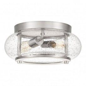 TRILOGY vintage brushed nickel flush fitting low ceiling light - small