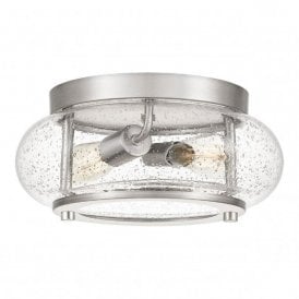 TRILOGY vintage brushed nickel flush fitting low ceiling light - small