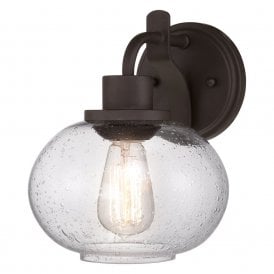 TRILOGY vintage style bronze wall light with seeded glass