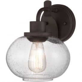 TRILOGY vintage style bronze wall light with seeded glass