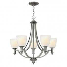 TRUMAN traditional antique nickel 5 light chandelier