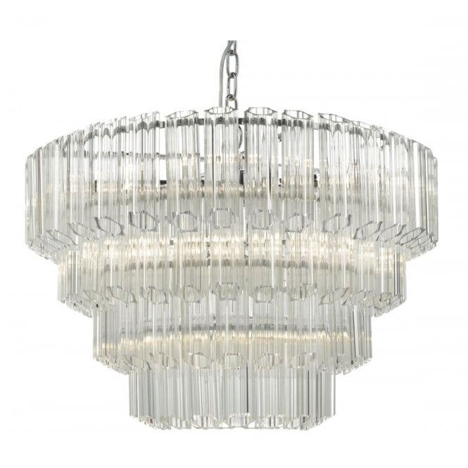 Tuvalu Chandelier with Crystal Glass & Polished Chrome Finish 