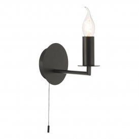 matt black traditional wall light bracket with decorative candle bulb